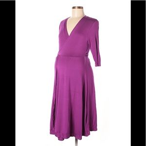 Purple wrap maternity dress